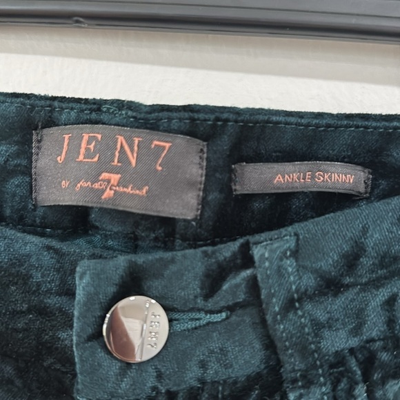 Jen7 by 7 for All Mankind crickled velvet ankle skinny jeans Emerald green - Picture 5 of 6